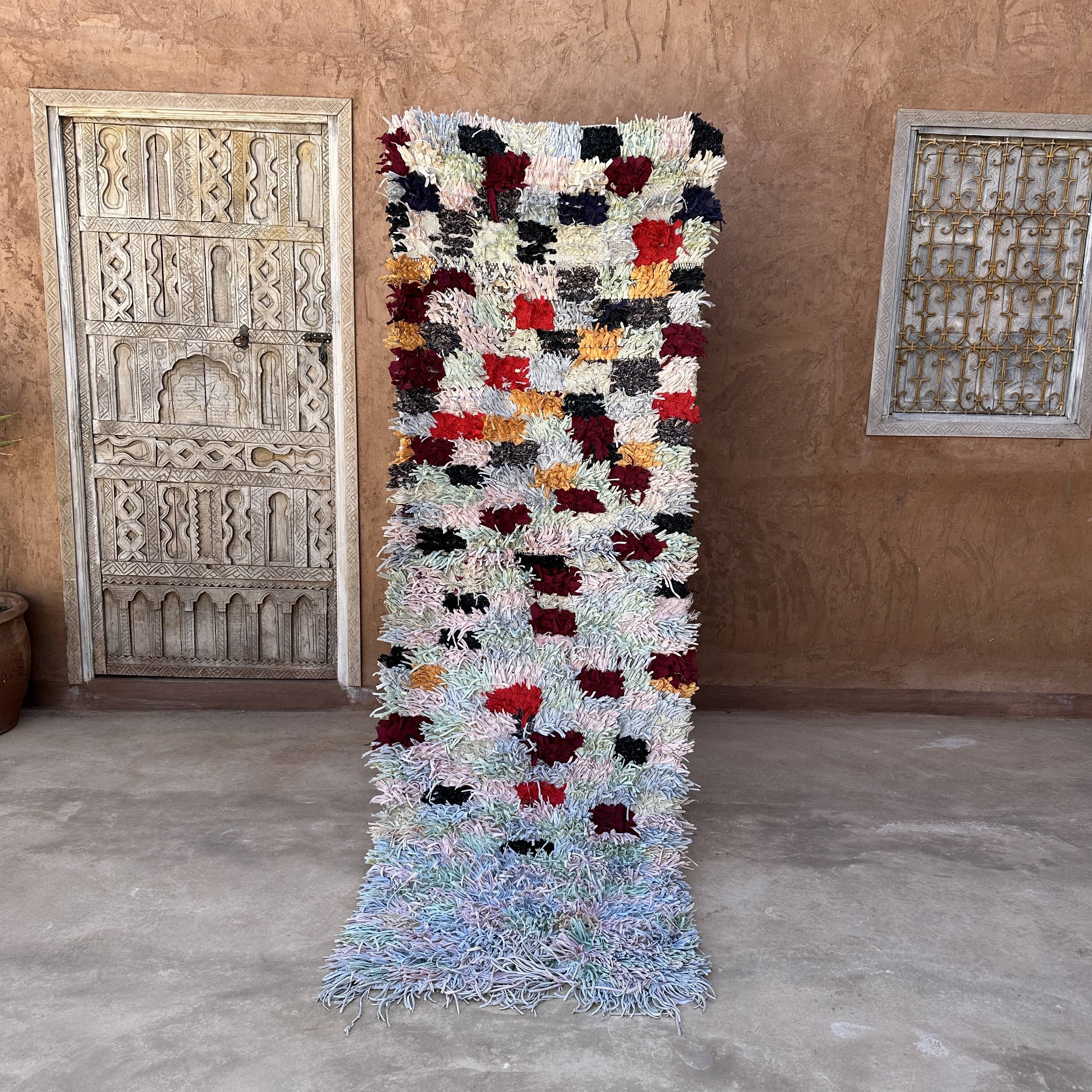 Colorful Boucherouite Berber rug - 77 x 239 cm