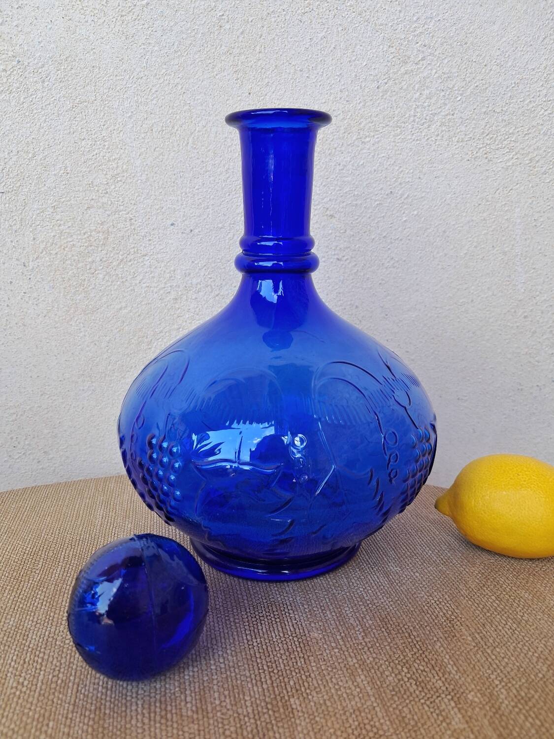 Blue glass carafe