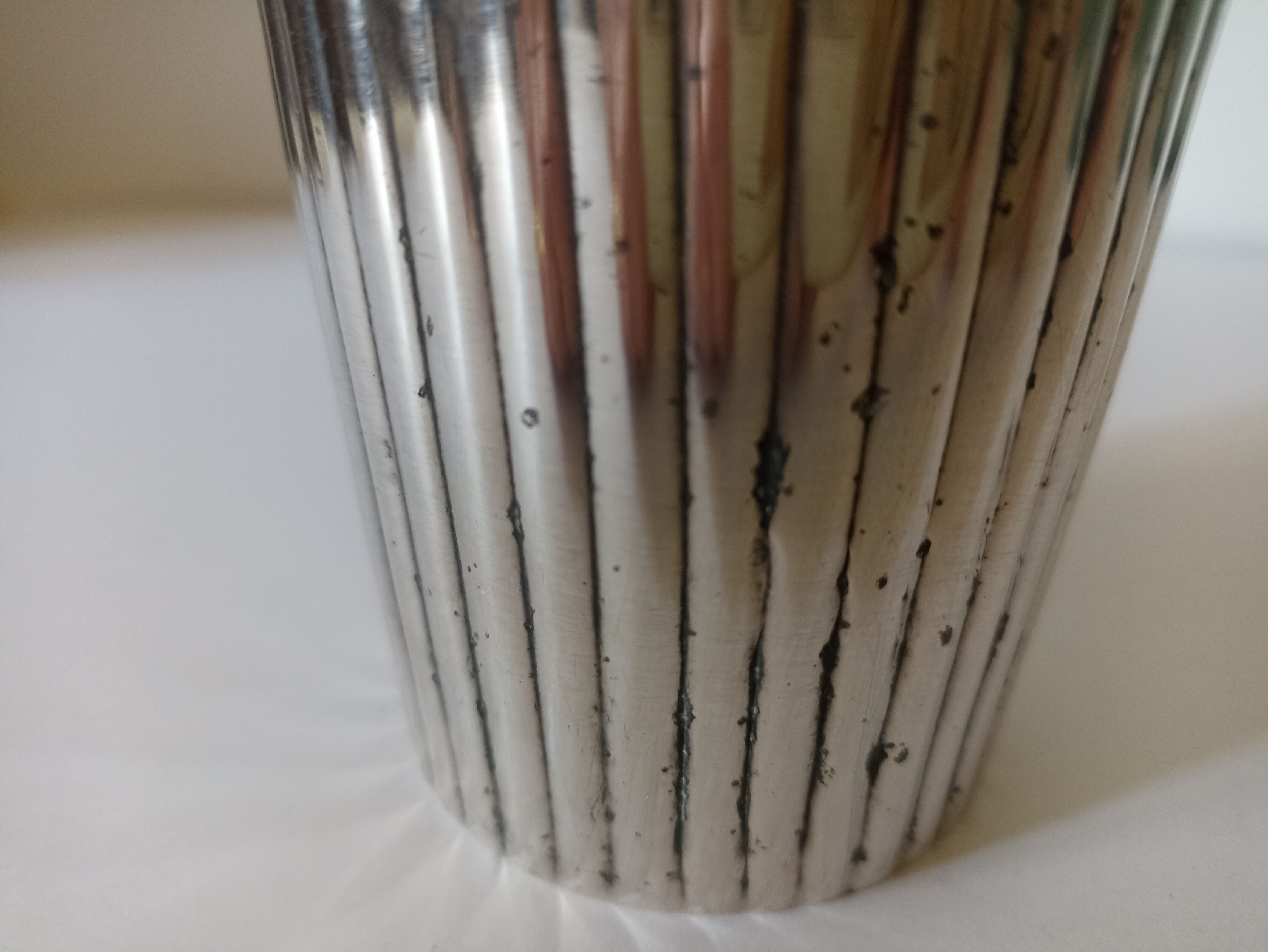 Silver metal vase