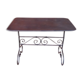 Brushed metal table