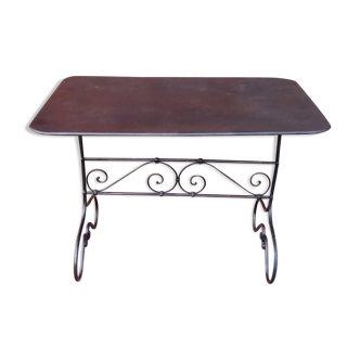 Brushed metal table