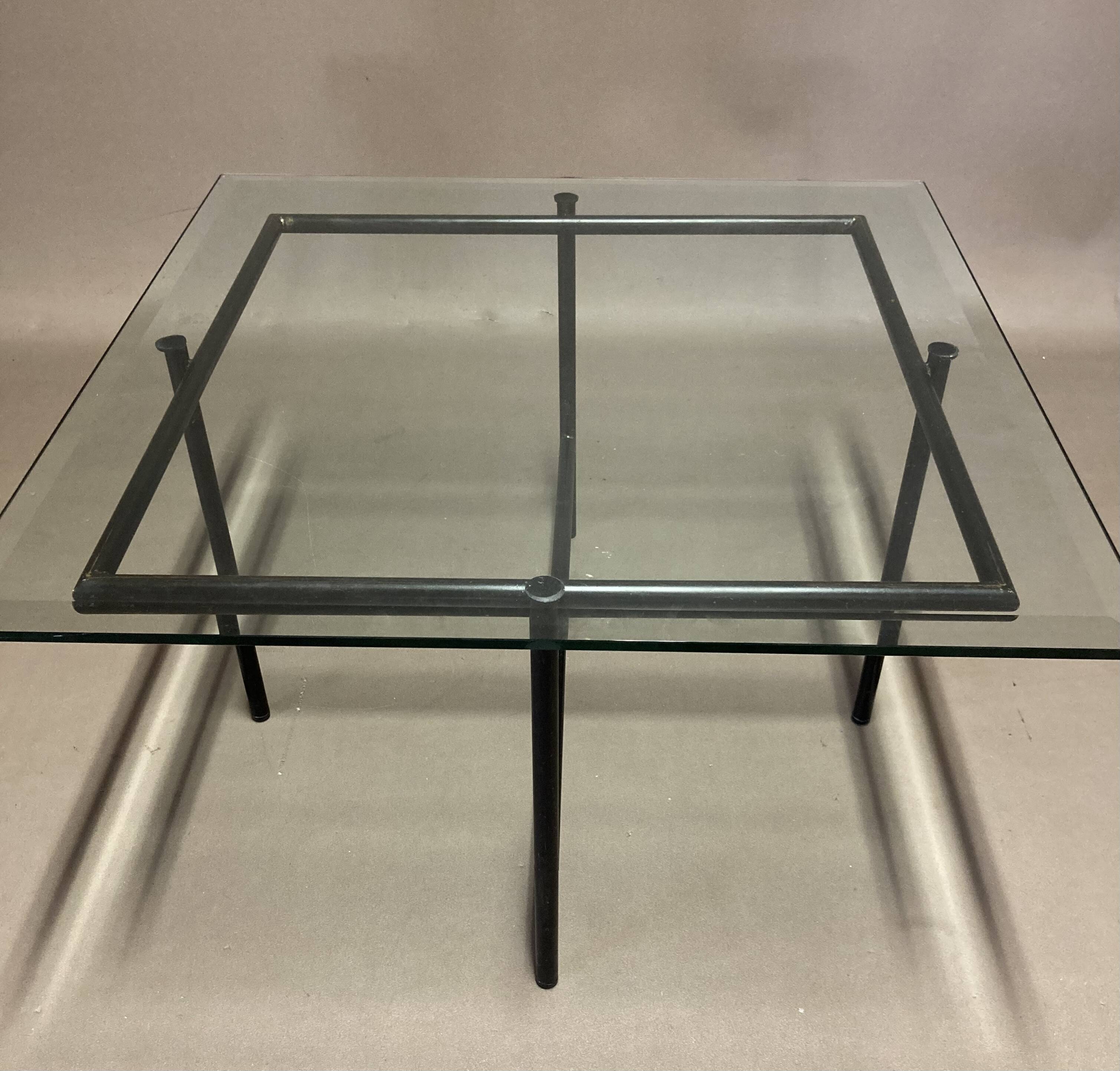 Glass and metal coffee table design 1950.