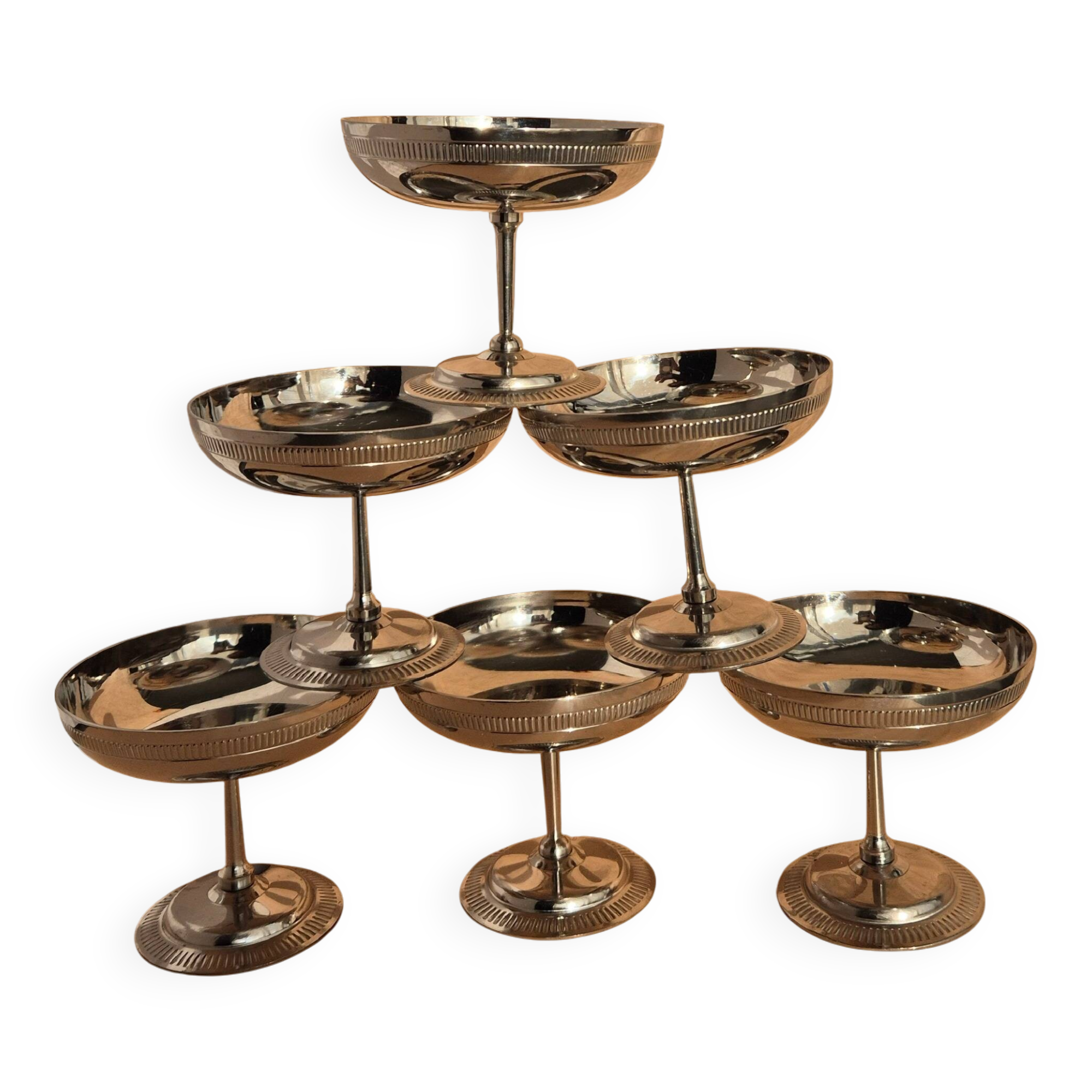 Set of 6 vintage Jean Couzon cups – 70s – 18/10 stainless steel