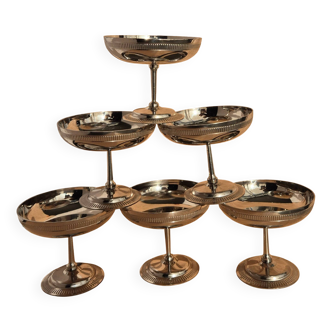 Set of 6 vintage Jean Couzon cups – 70s – 18/10 stainless steel