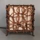 Pair of ethnic table lamps - braided water hyacinth roots, wrought iron, cotton