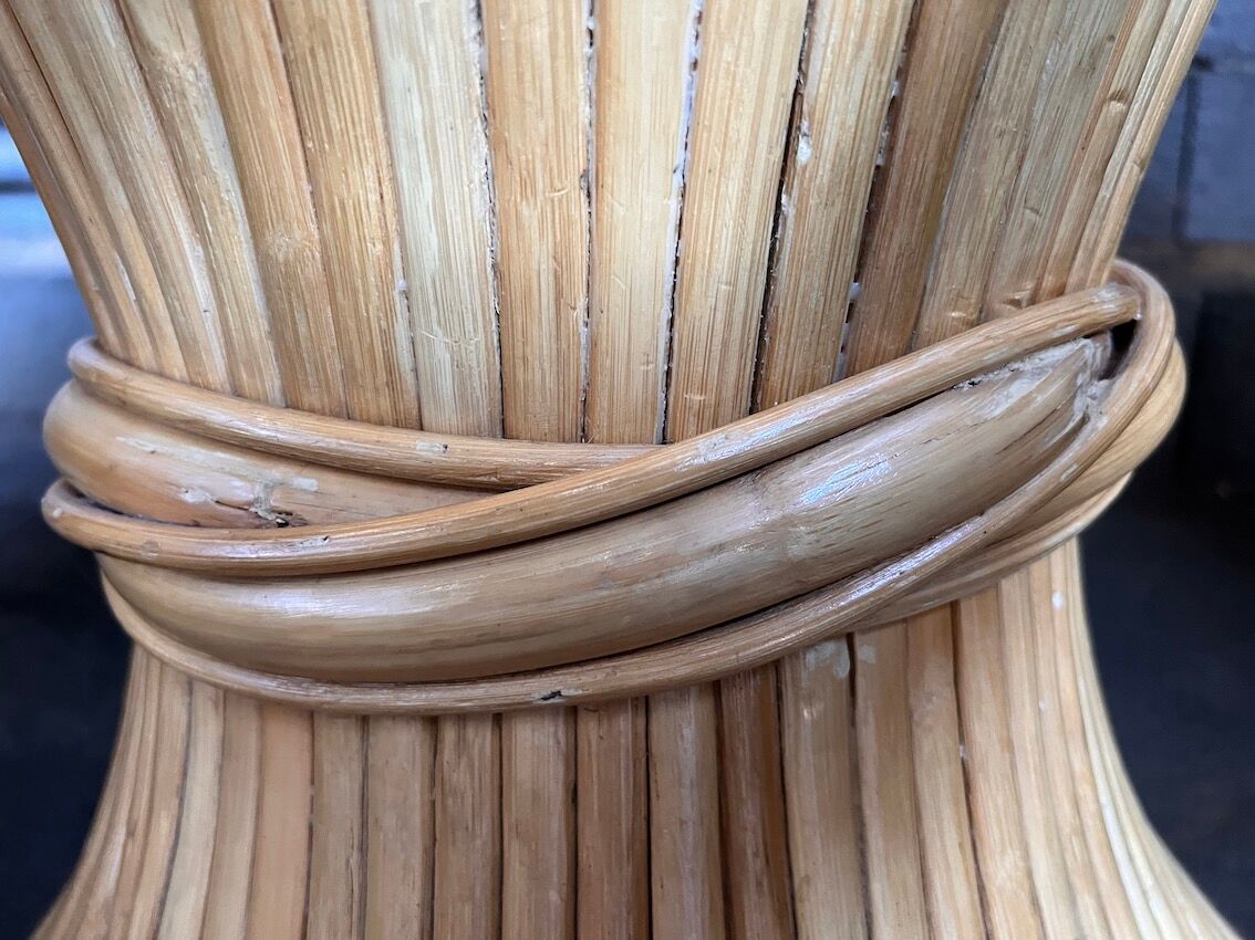 Round coffee table sheaf of rattan wheat by John McGuire