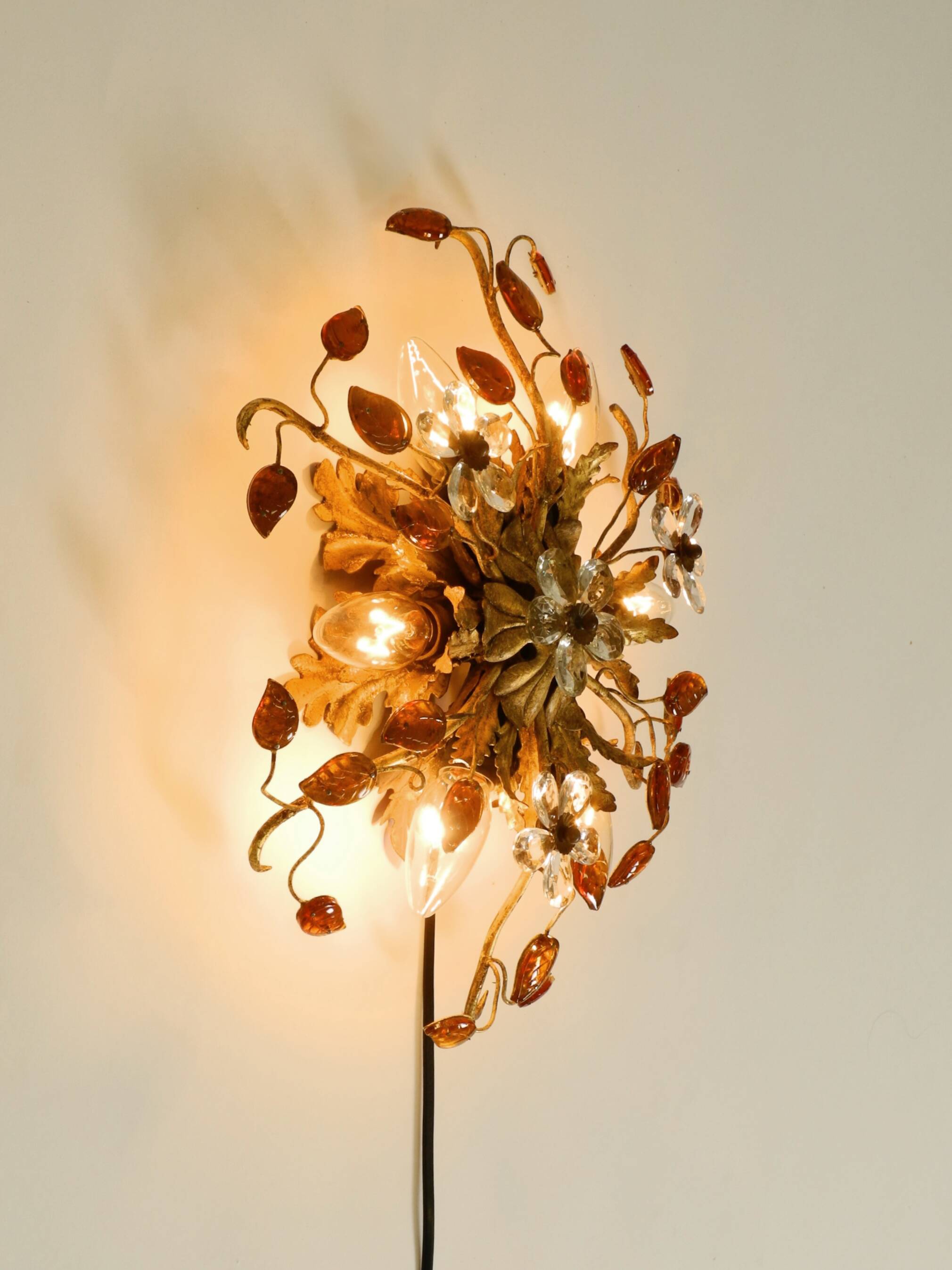 Very beautiful 1960s gold-plated ceiling or wall lamp by Banci Firenze, Ita