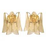 Amber Rondini Murano Glass Gold Wall Sconces by Simoeng, Set of 2