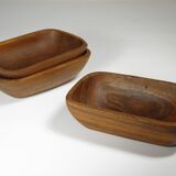 Set of three teak cups 15 x 10 cm