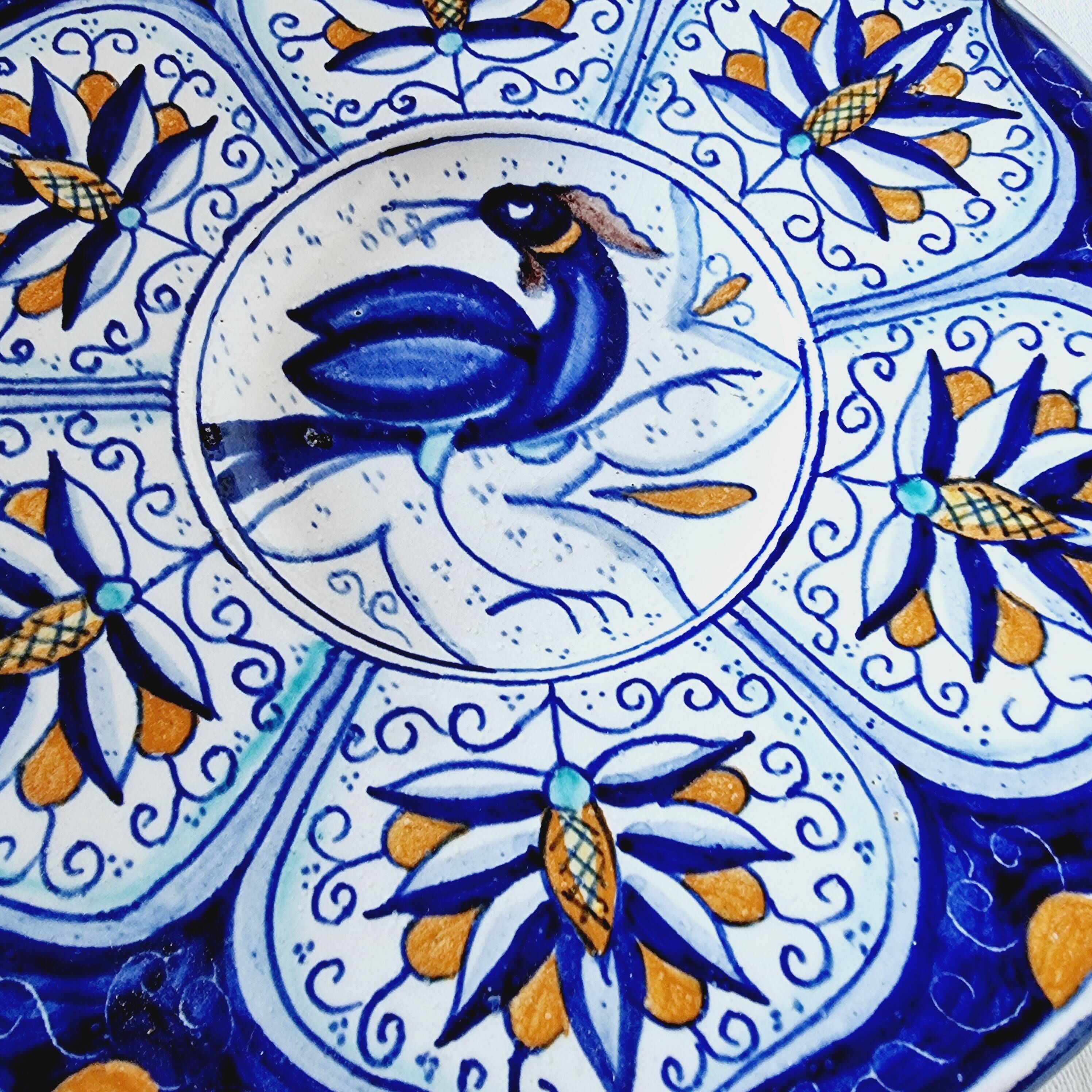 Antique Faenza soup plate made and hand painted in Italy and signed 1950s, p