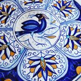 Antique Faenza soup plate made and hand painted in Italy and signed 1950s, p