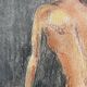 Painting signed pastel female portrait “the ocher sofa” 42x30 cm