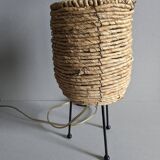 Fiber and metal tripod lamp