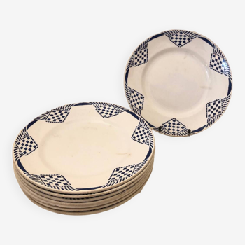 8 assiettes plates Pantin, Moulin des Loups