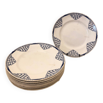 8 assiettes plates Pantin, Moulin des Loups