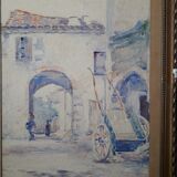 Aquarelle ancienne de Jean de Joybert de l'école de Nancy