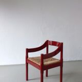 2 red Vico Magistretti “Carimate” style armchairs | Italy | 1970s