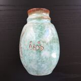 Turquoise vase with iris decor