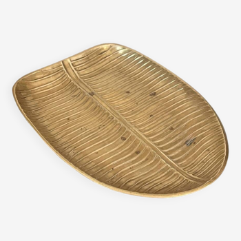 Vintage solid brass leaf pocket 20cm