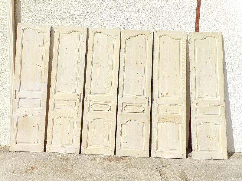 Set of 6 interior doors in fir of the nineteenth century