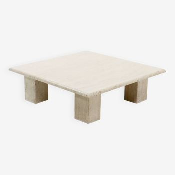 Mid Century Italian Modern Travertine Coffee Table 1970s