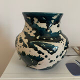 Vintage duck blue pot or vase