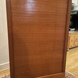 Drum filing cabinet with sliding curtain