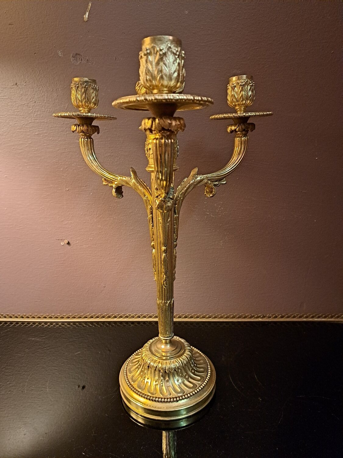 Pair of gilded bronze candelabra