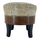 Upholstered wallnut veneer footstool, italy 1950