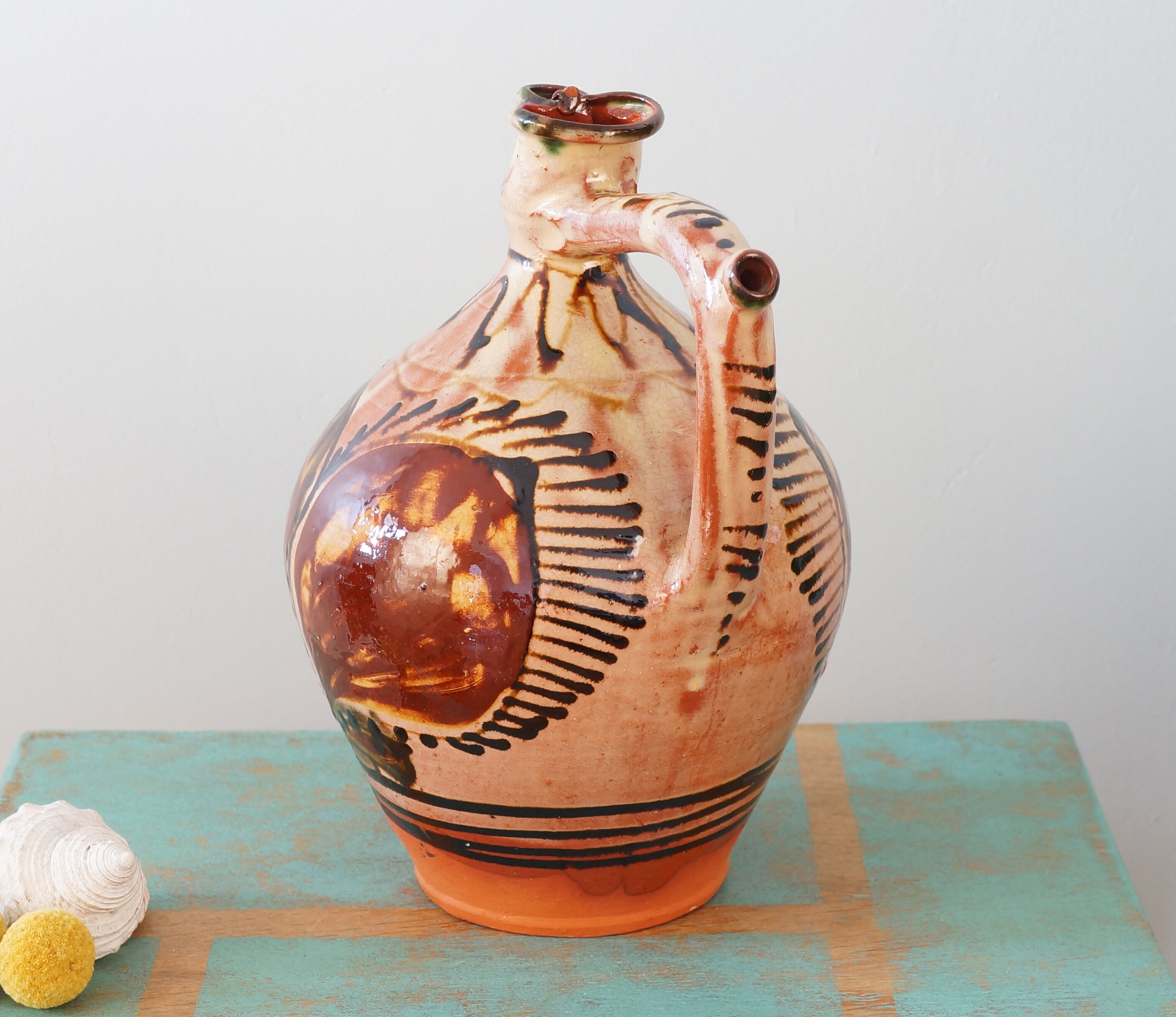 Glazed terracotta jug romania