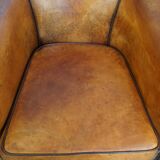 Set of 2 Vintage Sheepskin Leather Club Chairs