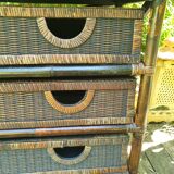Commode en bambou et rotin