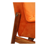 Papaya orange velvet mid century modern 1970s renovated armchair
