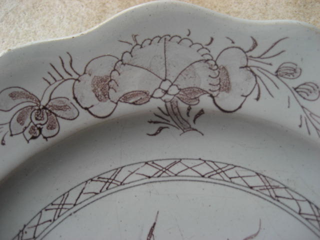 18th century St Amand manganese earthenware plate