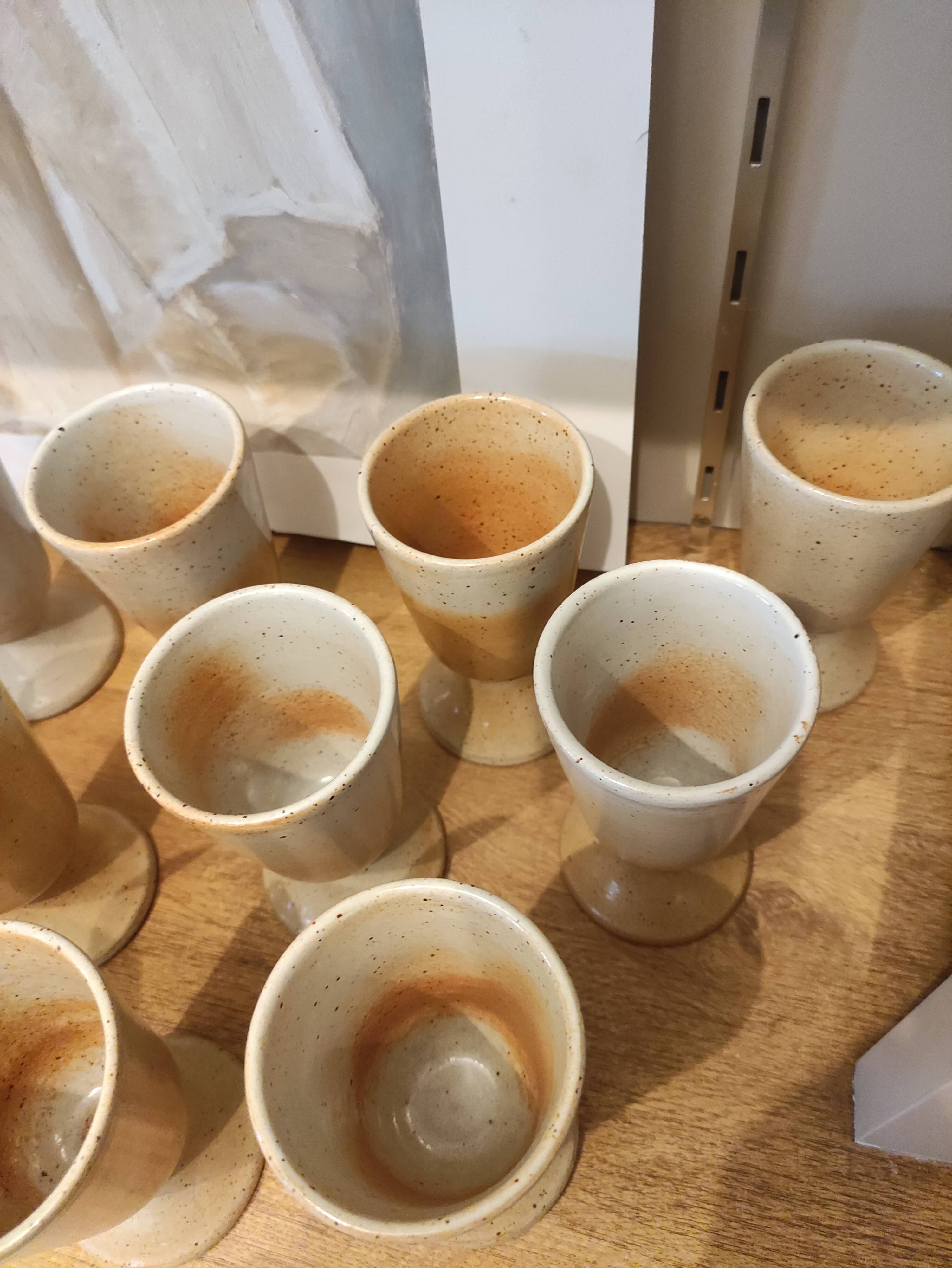 Set of 12 vintage stoneware mazagrans