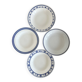 4 mismatched vintage deep plates blue and white porcelain set P