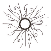Grand miroir soleil en métal noir, années 70