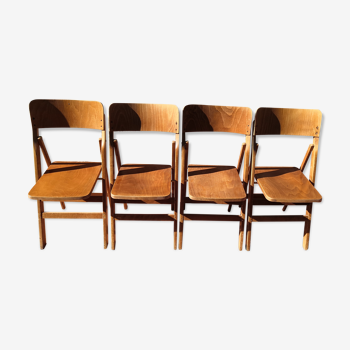 Suite of 4 folding chairs STELLA wood 60s vintage