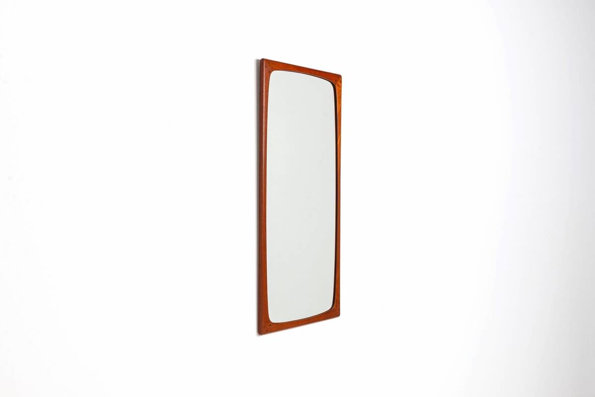 Miroir mural rectangulaire scandinave en teck Danemark 1960