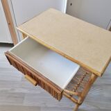 Bedside table, vintage wicker rattan nightstand