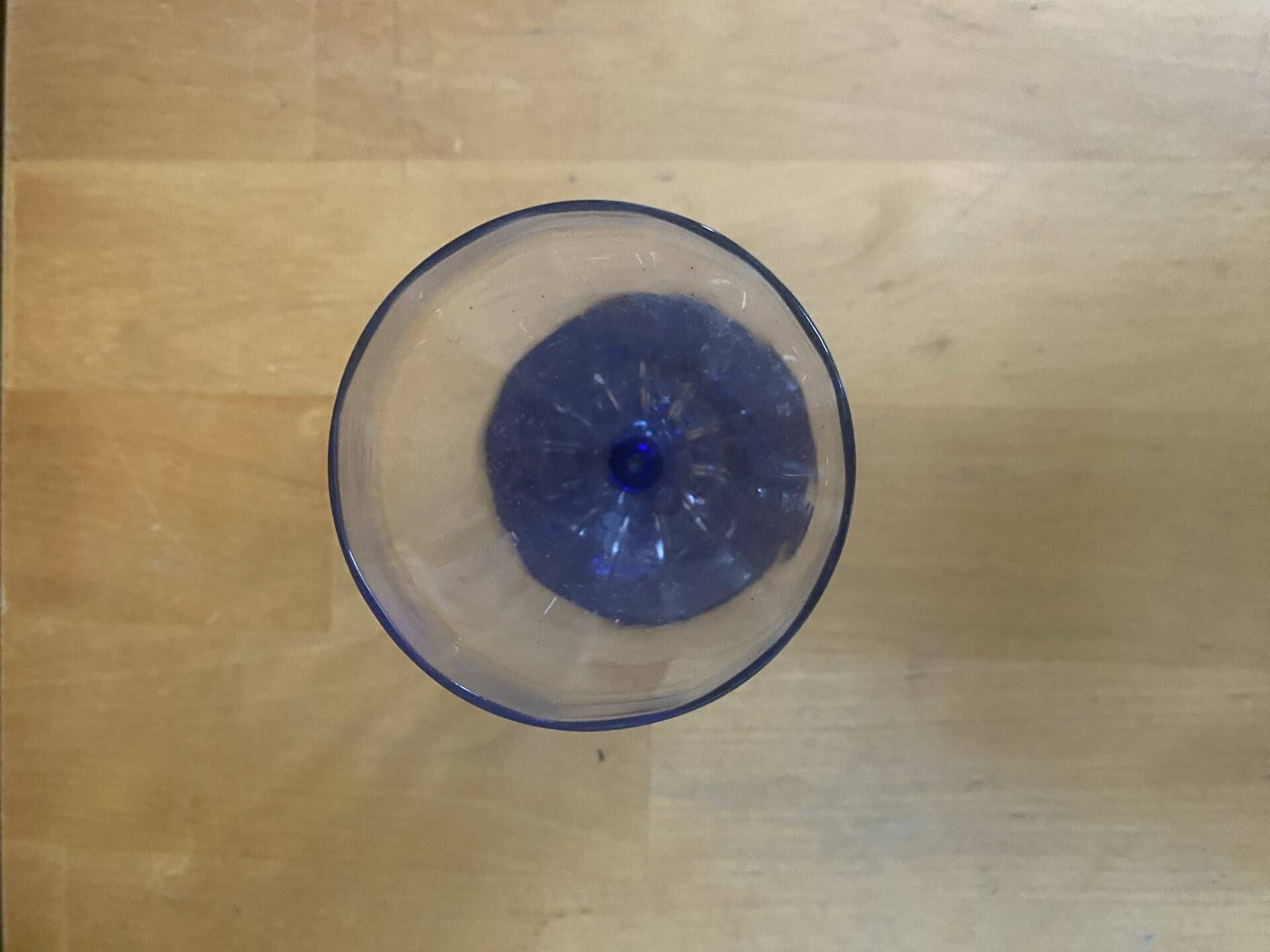 Set of 23 Stemmed Glasses Transparent Glass + Cobalt Blue Stems Vintage