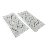 Pair of handmade Moroccan wool rugs - 1m45 x 68cm.