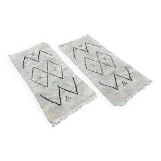 Paire de tapis marocains en laine fait main - 1m45 x 68cm.