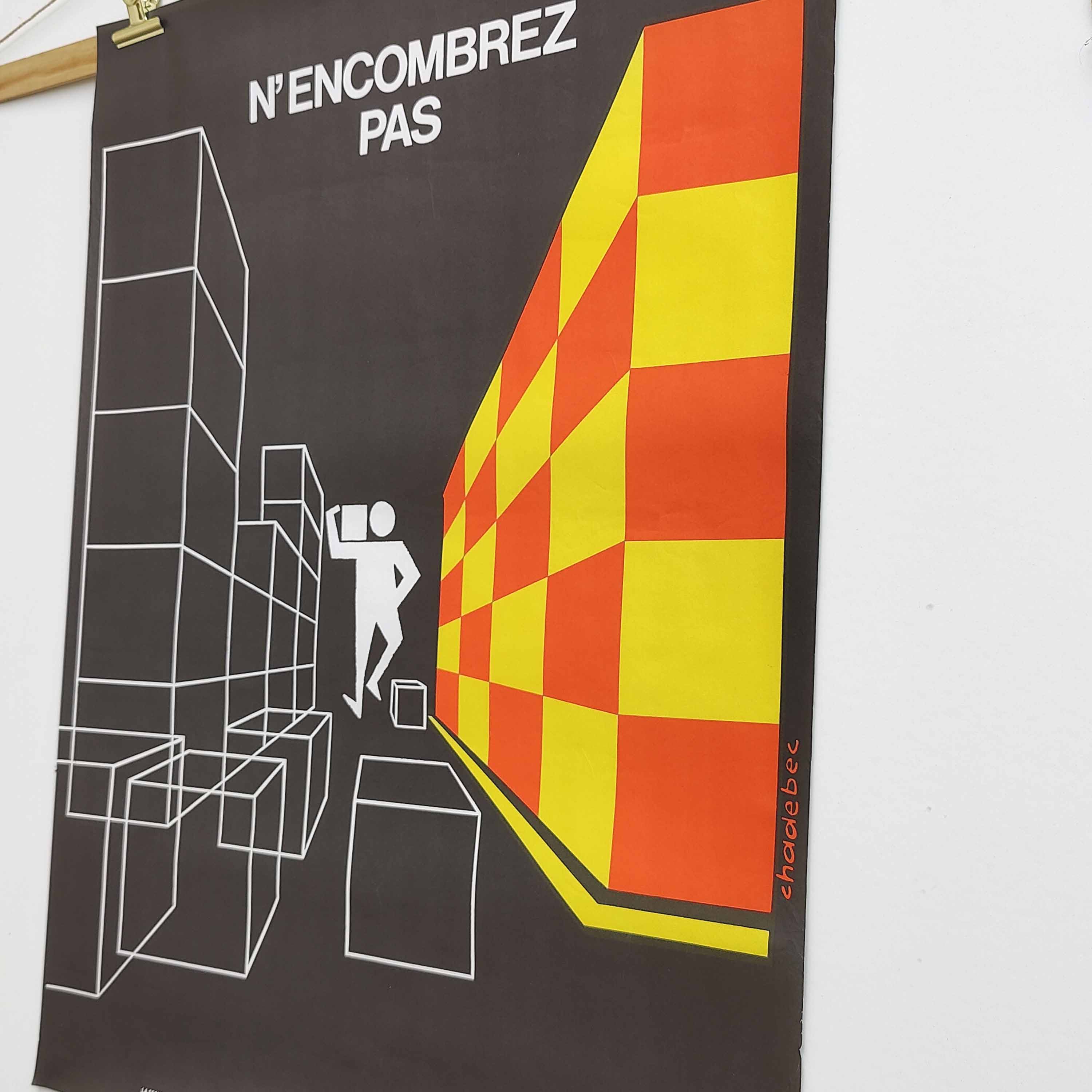 Vintage poster INRS 1989 graphics Chadebec