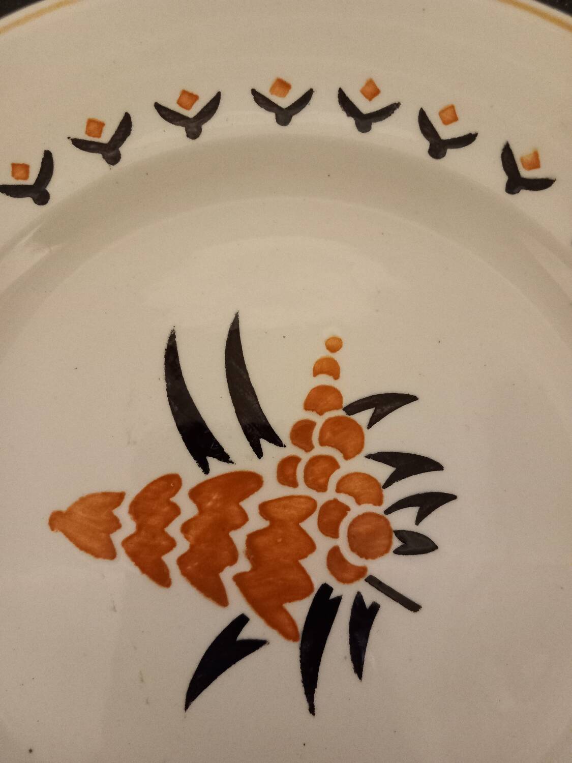 Set of 3 old earthenware fruit bowls from Saint Amand