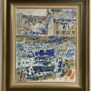 Émile Compard Abstract Oil on Canvas, France circa 1950s