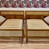 Paire de lits rotin design 1950