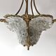 Art Nouveau bronze chandelier with Murano glass flowers