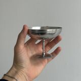 6 shiny metal cups with pearl rim