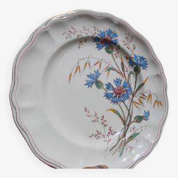 6 assiettes faience Longchamp Marguerite bleu